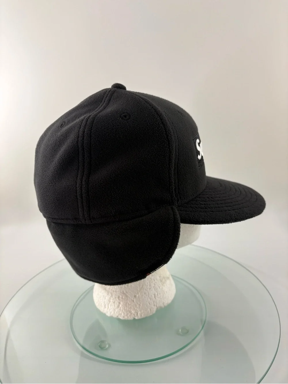 Supreme x New Era Polartec Ear Flap Fitted Cap Black 7 1/4 Box Logo 2017